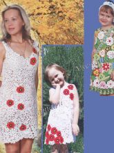 Для мамы и дочки платья крючком