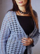 Голубой ажурный жакет крючком