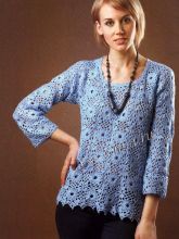 Голубой пуловер из пряжи с люрексом