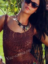 Коричневый ажурный топ