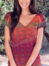 Красный меланжевый пуловер с короткими рукавами