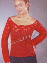 Красный пуловер крючком