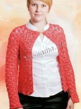 Красный жакет крючком, фото