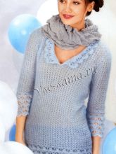 Мохеровый пуловер крючком