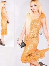 Оранжевое платье крючком