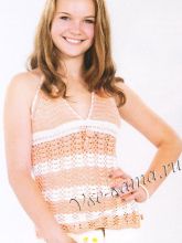 Персиковая майка крючком