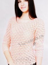 Персиковый пуловер крючком, фото