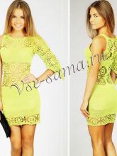 Платье крючком из салатовой пряжи, фото