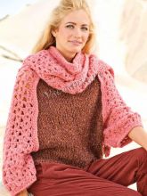 Просторный пуловер, шарф и шапка, фото