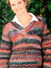 Пуловер из пестрой пряжи секционного крашения