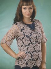 Пуловер из цветочных мотивов крючком, фото