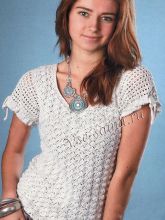 Пуловер крючком - Жемчужный