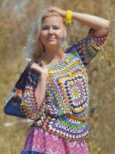 Пуловер крючком Акварель, фото