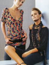 Пуловер крючком и шарф, фото