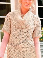 Пуловер с отдельно связанным воротником