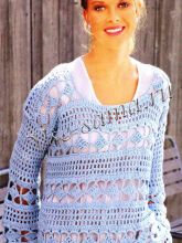 Пуловер в ажурную полоску