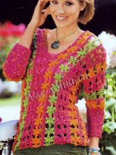 Разноцветный пуловер крючком