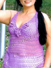 Розовый ажурный топ крючком