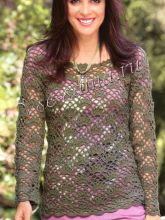 Серо-зелёный пуловер крючком