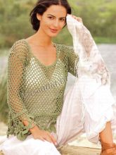 Сетчатый зелёный пуловер