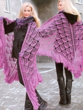 Шаль крючком из пряжи с люрексом