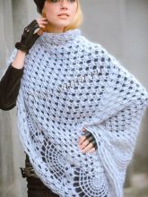 Шаль крючком с каймой из полукругов