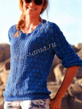 Синий пуловер крючком