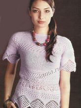 Сиреневый ажурный пуловер
