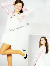 Сиреневый пуловер спицами и крючком, фото