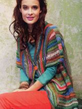 Свободный пёстрый жакет крючком