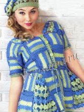 Цветная кофточка и берет крючком