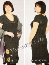 Темно-зеленое платье крючком, фото