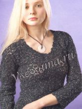 Темно-зеленый ажурный пуловер