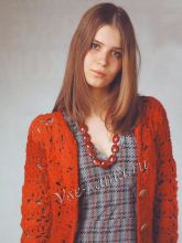 Терракотовый ажурный жакет