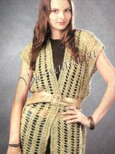 Удлиненный ажурный жилет