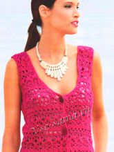 Жилет цвета фуксии крючком
