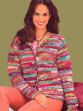 Жакет крючком - пестрые полоски