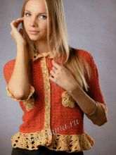 Жакет крючком кирпичного цвета