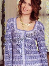 Жакет крючком в голубых тонах