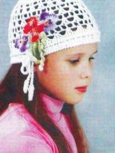 Белая ажурная шапочка
