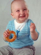 Голубая кофточка крючком с запахом