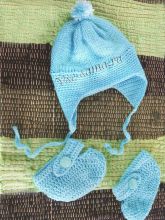 Голубая шапочка и пинетки, фото