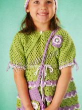 Комплект для девочки крючком - платье, болеро, шапочка