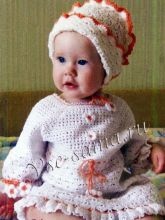 Комплект крючком: чепчик и платье