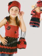 Комплект с бабочками - туника, сумка и панамка крючком