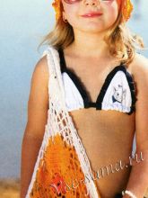 Пляжный комплект крючком - сумка и шапочка