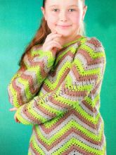 Пуловер в полоску крючком