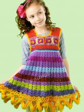 Разноцветное платье крючком