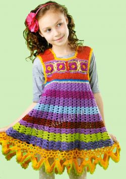 Разноцветное платье крючком