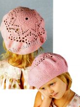 Розовый берет крючком